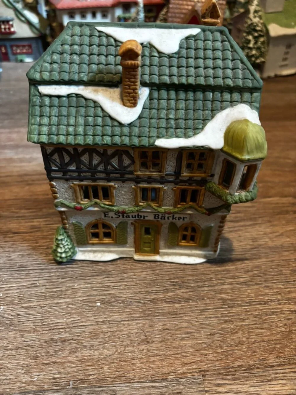 Department 56 Christmas light up building E. Staubr Barker